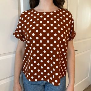 Melloday Orange Polka Dot Top